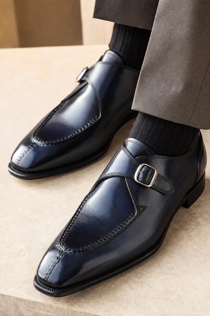 Hand-Sewn Monk Strap in Blue
