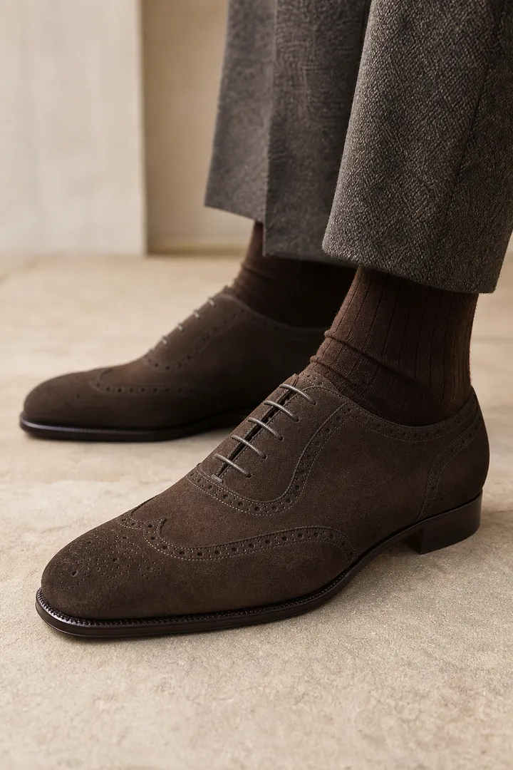 Adelaide Oxford in Tan Suede
